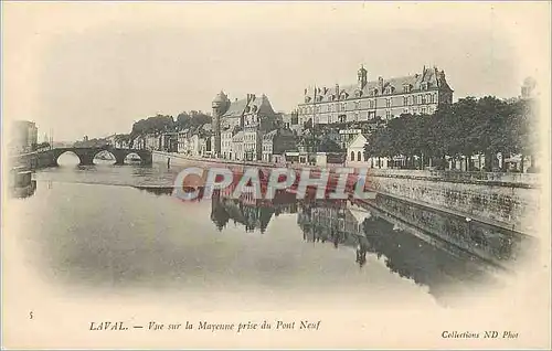 Cartes postales Laval Vue sur la Mayenne Prise du Pont Neuf (carte 1900)