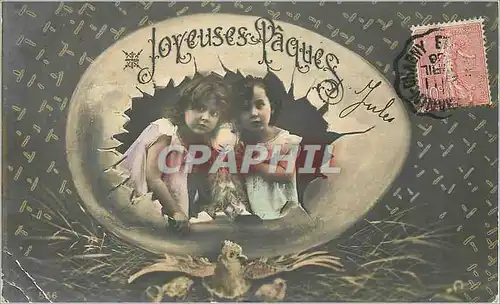 Cartes postales Joyeuses P�ques Enfant �ufs