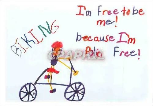 Cartes postales moderne Brigid age 8 USA Biking I'm Free to be me Because I'm Polio Free Velo Cycle