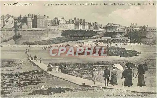 Cartes postales Saint Malo Cote d'Emeraude La Plage Bon Secours Les Portes Saint Pierre et des Bes