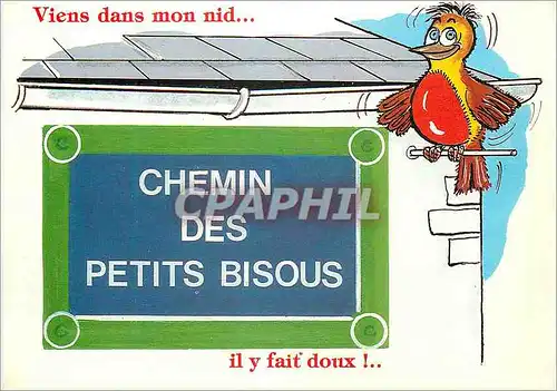 Cartes postales moderne Chemin des Petits Bisous Viens dans mon nid il fait doux