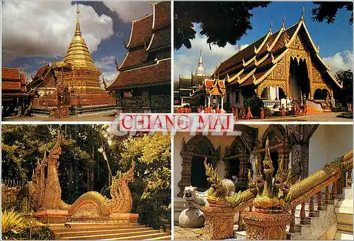 Cartes postales moderne Thailand Chiang Mai Wat Phra That Doi Suthep Wat Phra Sing Dragon Staircase Leading up to Doi Su