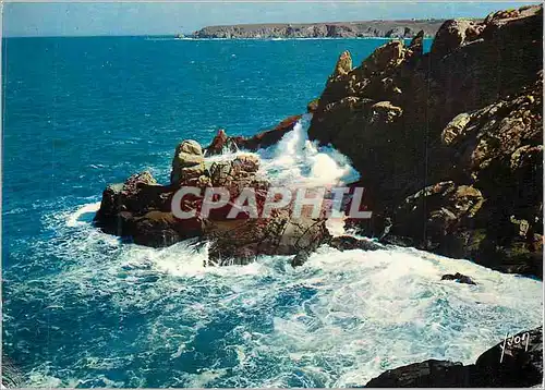 Moderne Karte Pointe du Raz (Finistere) la Baie des Trepasses et Pointe du Van Couleurs et Lumiere de France