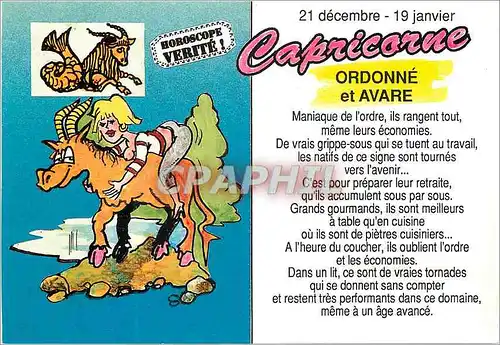 Cartes postales moderne Horoscope Verite 21 Dece 19 Janvier Capricorne Ordonne et Avare Chevre