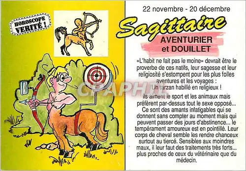 Cartes postales moderne Horoscope Verite 22 Nov 20 Dec Sagittaire Aventurier et Douillet