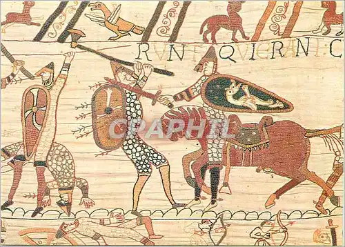 Cartes postales moderne Tapisserie de Bayeux Combat entre Cavalier Normand et Fantassin Saxon