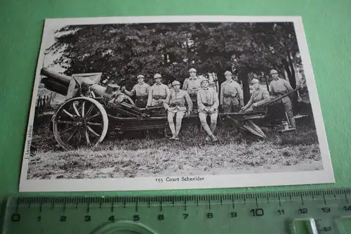 tolle alte Karte  franz. Soldaten mit 155mm Geschütz Court Schneider Frankreich