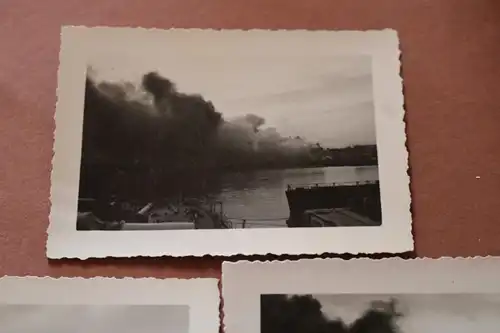 fünf alte Fotos Selbstversenkung der Vichy-Flotte - Toulon 1942