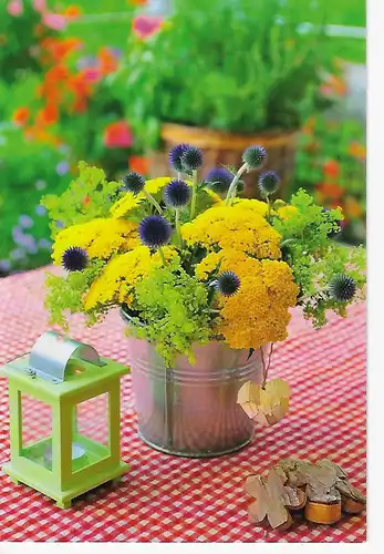 Klappkarte Blumen am Tisch - beschrieben