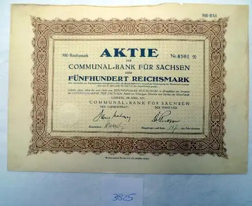 Communauté-Bank pour Sachsen 500 RM Leipzig, avril 1927