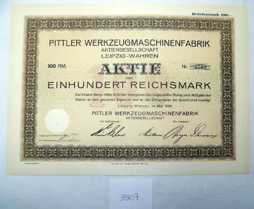 Pittler Maschinenfabrik AG, 100 RM Leipzig-Wahren Mai 1928