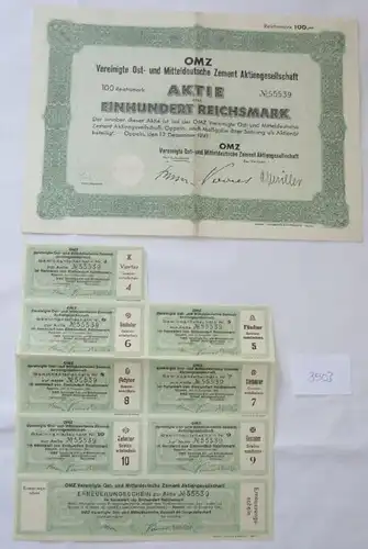 OMZ - Royaume-Uni Est-et-Mitteldeutsche Zimmer Aktiengesellschaft Oppen 100 Mark 12 Décembre 1941 pus Renouveler le permis