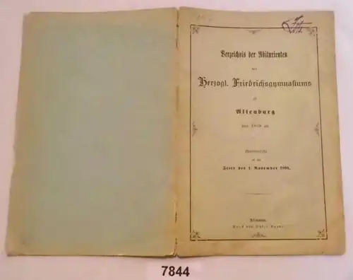 Liste des élèves du lycée de Friedrichgymnasium à Altenburg à partir de 1808