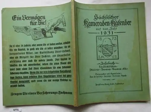 Sächsischer Kameraden-Kalender auf das Jahr 1931 - Jahrbuch des Sächsischen Militär-Vereins-Bundes (E.V.)