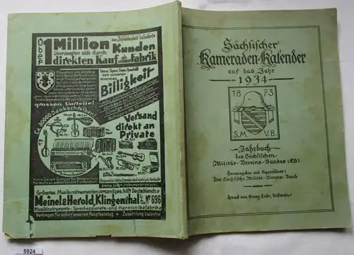Sächsischer Kameraden-Kalender auf das Jahr 1934 - Jahrbuch des Sächsischen Militär-Vereins-Bundes (E.V.)