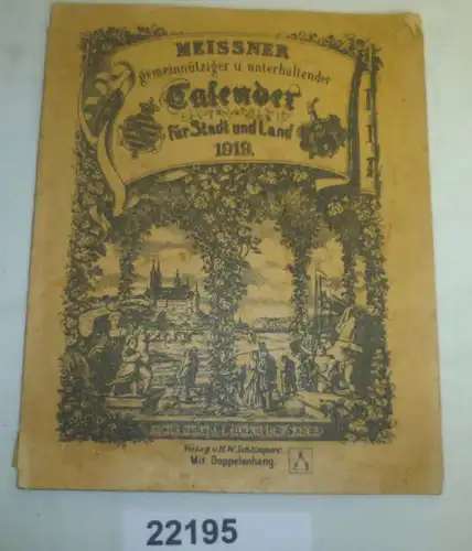 Meissner Calender à but non lucratif et divertissant pour la ville et la campagne 1919