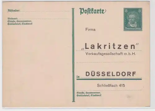 67663 DR Ganzsachen Postkarte P176 Zudruck Lakritzen Verkaufsgesell. Düsseldorf