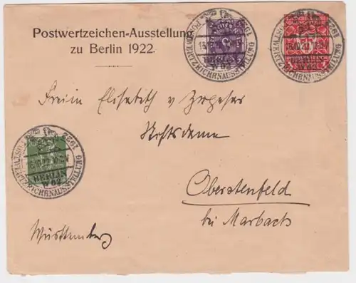 77663 DR Ganzsachen Umschlag PU67 Berlin Postwertzeichen Ausstellung 1922