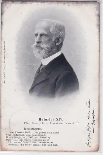 89188 Ak Heinrich XIV Fürst Reuss jüngere Linie Regent von Reuss ä.L. 1902