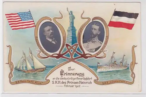 92825 Ak Zur Erinnerung an die Amerikafahrt S.K.H.des Prinzen Heinrich 1902