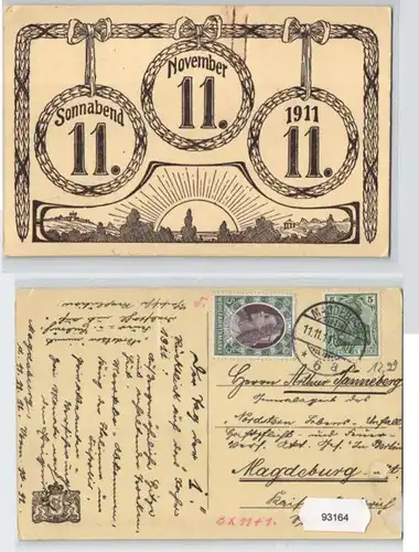 93164 AK Datumsspielerei 11. November 1911 mit Wohlfahrtsmarke