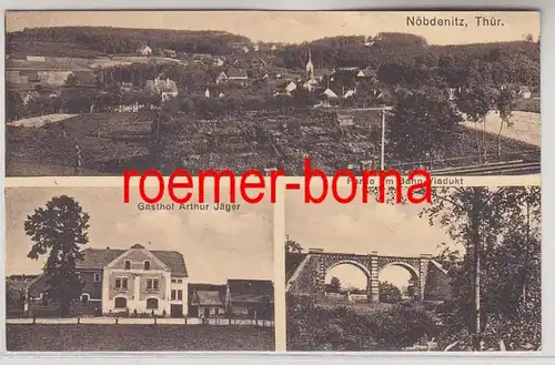 79425 Ak Nöbdenitz Thüringen Gasthof Arthur Jäger Partie sur le chemin de fer Viaduc 1934