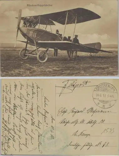 98144 Feldpost Ak Albatros Doppeldecker Flieger Ersatz Abteilung 6, 1917