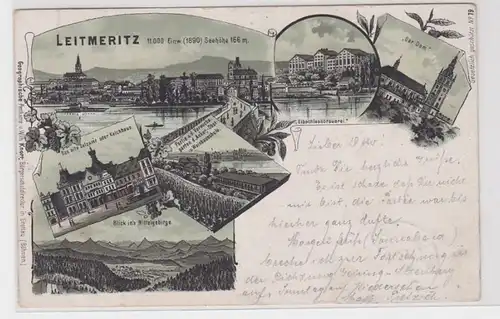 98537 Ak Lithographie Leitmeritz Salzamt, Dom, Elbschlossbrauerei 1900