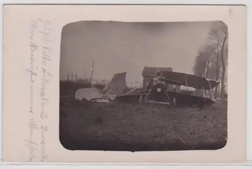 99017 Foto Ak abgestürztes Flugzeug 1916