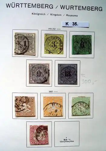 belle collection de timbres de haute qualité Wurtemberg 1851 à 1920