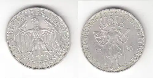 Argent Pièce 5 Mark 1000 ans Ville de Meisen 1929 E chasseur 339 (118903)