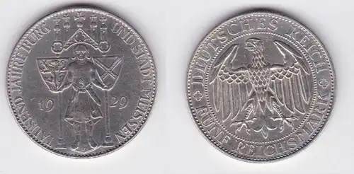 Argent Pièce 5 Mark 1000 ans Ville de Meisen 1929 E Jäger 339 (131488)