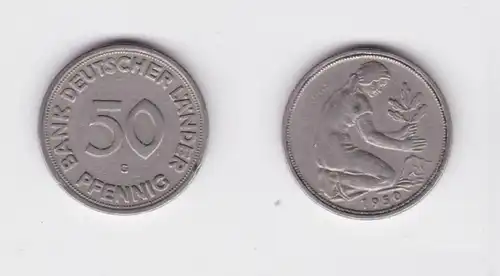 50 Pfennig Nickel Münze Bank Deutscher Länder 1950 G (134830)