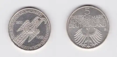 BRD Gedenk Münze 5 Mark Germanisches Museum 1952 vz+ (135215)