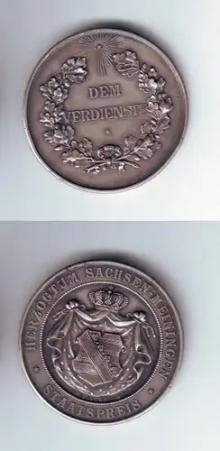 Medaille 990er Silber Herzogtum Sachsen Meiningen Staatspreis um 1910 (112858)