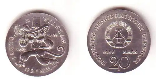 DDR Mündden Mineure 20 Mark Frères Grimm 1986 Stgl.