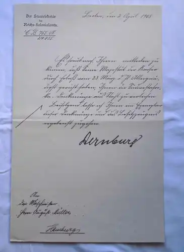 Lettre de motivation pour l'attribution de la pièce de réflexion Afrique Sud-Ouest 1908 (123511)