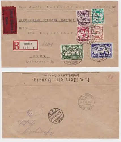 94792 Aéroport POST Aérienne Bureau de poste de Gdansk 1 Zoppot vers Iéna 1922 4,15 Mark