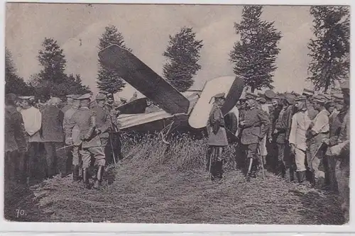 91662 Feldpost Ak abgestürzdes Flugzeug 1.Weltkrieg 1918