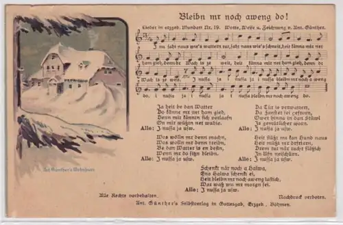 98313 Lied AK Anton Günther 'Bleibn mr noch aweng do!' um 1920