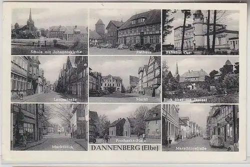 68470 Multi-image Ak Danenberg (Elbe) Gare ferroviaire, école, Langestraße, etc. 1957