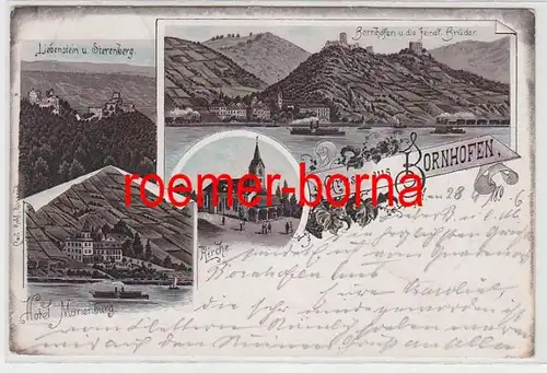 73797 Ak Lithografie Gruss aus Bornhofen Hotel Marienberg usw. 1896