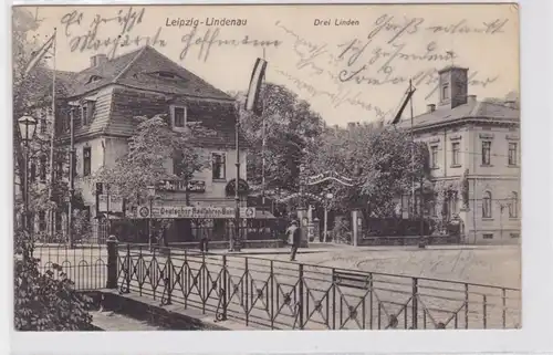 88274 Ak Leipzig Lindenau Restaurant 'Trois Lindens' 1909