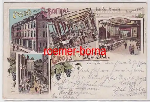 87795 Ak Lithographie Salutation de Leipzig Casino à Rosenthal vers 1900