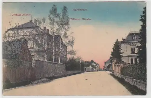 69215 Ak Herrnhut Unitäts Archiv Zittauer Strasse um 1922