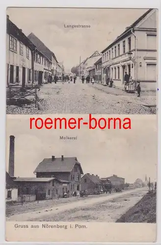 83347 Mehrbild Ak Gruß aus Nörenberg in Pommern Langestraße, Molkerei 1907