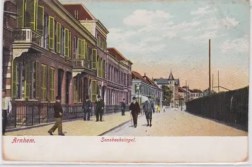 90706 Ak Sonsbeeksingel Arnhem Niederlande - Straßenansicht um 1900