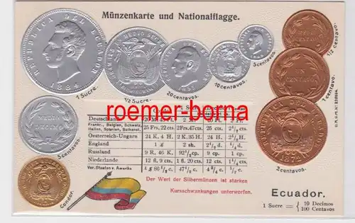 81408 Präge Ak mit Münzabbildungen Ecuador um 1920