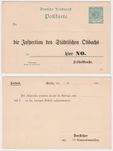 77205 DR Ganzsachen Postkarte P30 Zudruck Inspection des städt. Obdachs Berlin