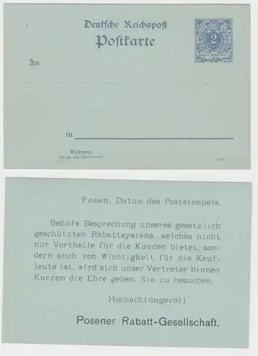 38651 Ganzsache Postkarte P40 Zudruck Posener Rabatt-Gesellschaft